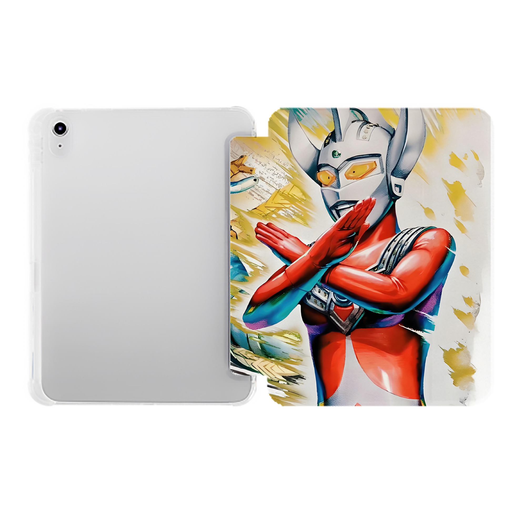 （画像用） ウルトラマン Ultraman IPad ケース ペン収納付き 三つ折りスタンド PUレザー×シリコン 対応機種9.5/10.5/10.9インチ